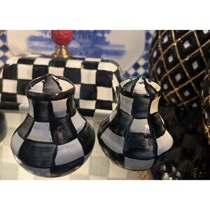 MacKenzie-Childs Courtly Check Enamel Salt & Pepper Shakers Unused